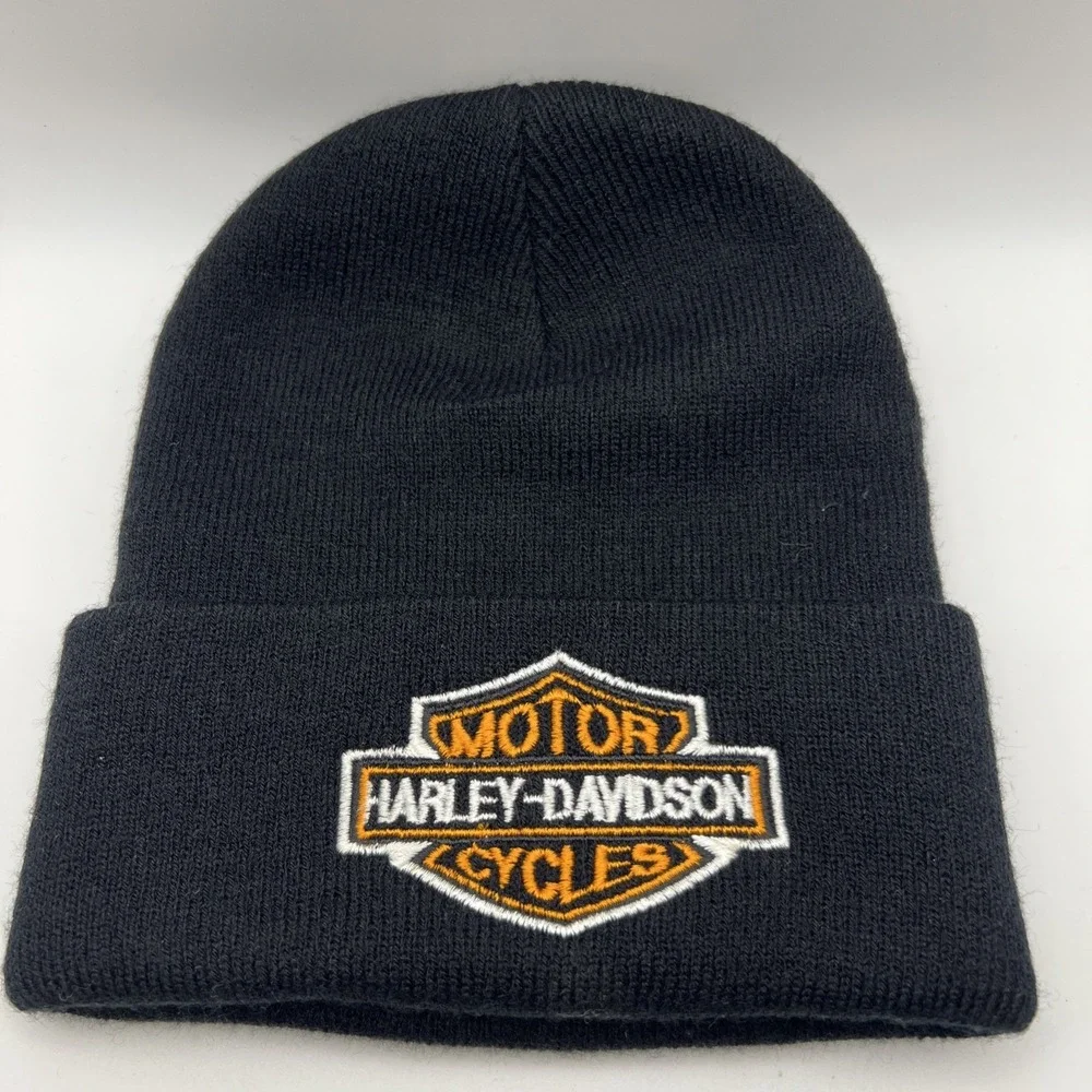 Harley Davidson Knit Black Hat Embroidered Logo New Other